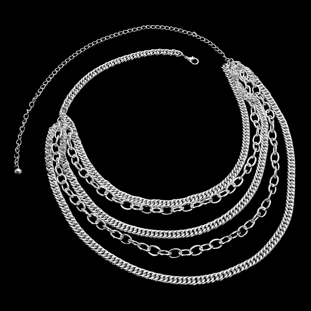 Multi-Layer Silver Chain Statement Belt - Picture 2 of 2